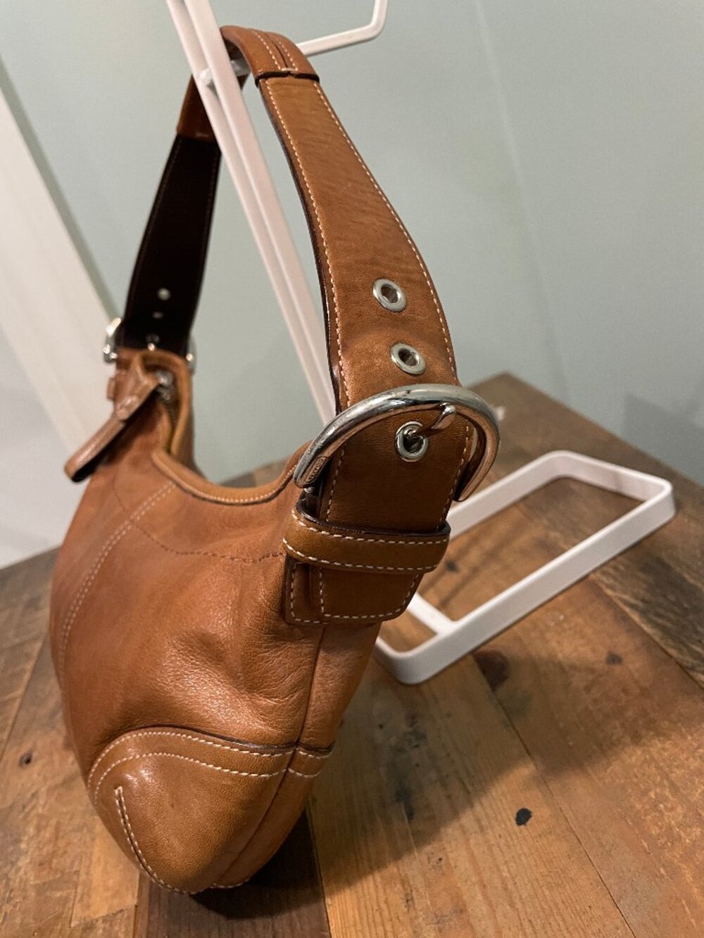 Coach Leather Hobo Bag 9541 Y2K Brown Tan Silver Hardware Shoulder Purse - Picture 3 of 8